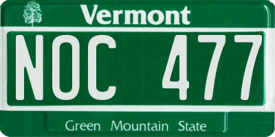 VT license plate NOC477
