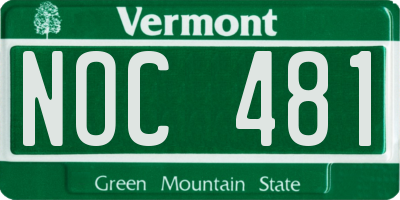 VT license plate NOC481