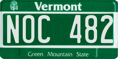 VT license plate NOC482