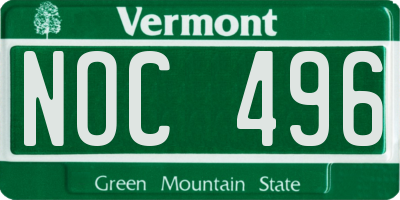 VT license plate NOC496