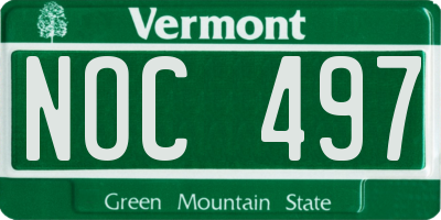 VT license plate NOC497