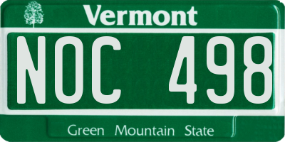 VT license plate NOC498