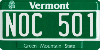VT license plate NOC501