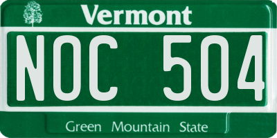 VT license plate NOC504