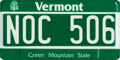 VT license plate NOC506