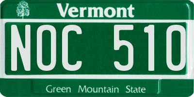 VT license plate NOC510
