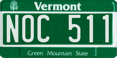 VT license plate NOC511