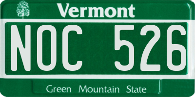 VT license plate NOC526