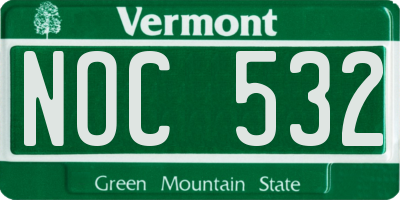 VT license plate NOC532