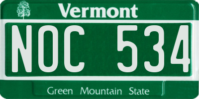 VT license plate NOC534