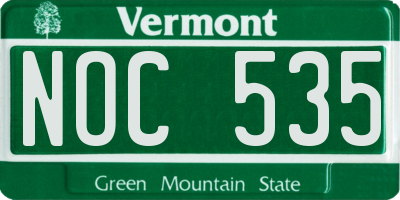 VT license plate NOC535