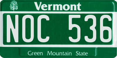 VT license plate NOC536