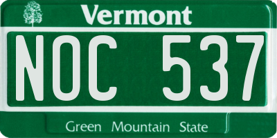 VT license plate NOC537