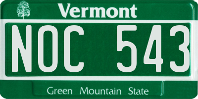 VT license plate NOC543