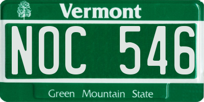VT license plate NOC546