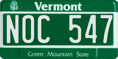 VT license plate NOC547