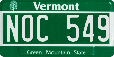 VT license plate NOC549