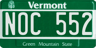 VT license plate NOC552