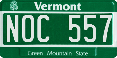 VT license plate NOC557