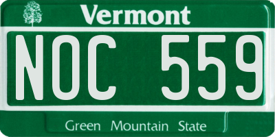 VT license plate NOC559