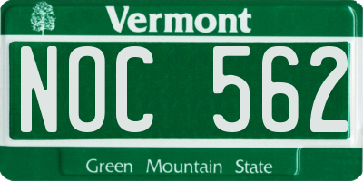 VT license plate NOC562
