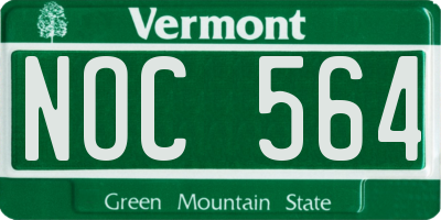 VT license plate NOC564
