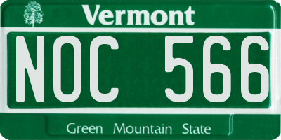 VT license plate NOC566
