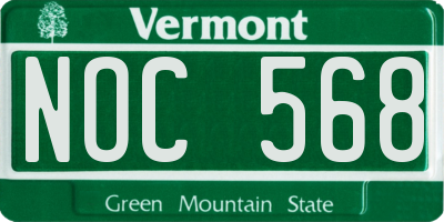 VT license plate NOC568