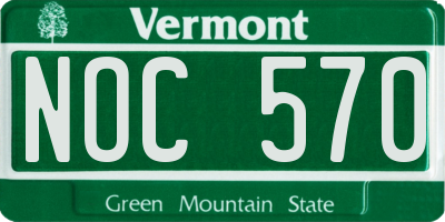VT license plate NOC570