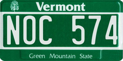 VT license plate NOC574