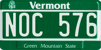 VT license plate NOC576