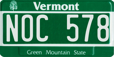 VT license plate NOC578