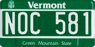 VT license plate NOC581