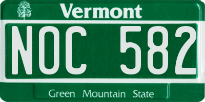 VT license plate NOC582
