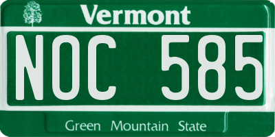 VT license plate NOC585