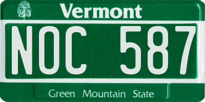 VT license plate NOC587