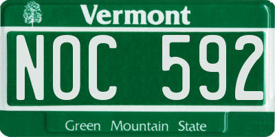 VT license plate NOC592