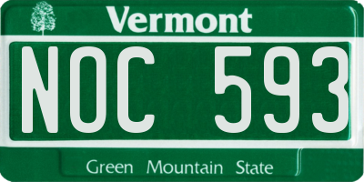 VT license plate NOC593