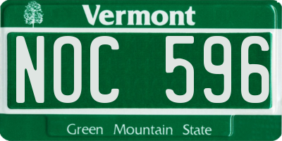 VT license plate NOC596
