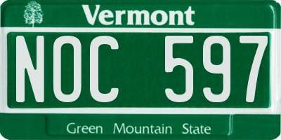 VT license plate NOC597