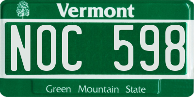 VT license plate NOC598
