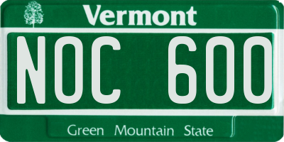 VT license plate NOC600