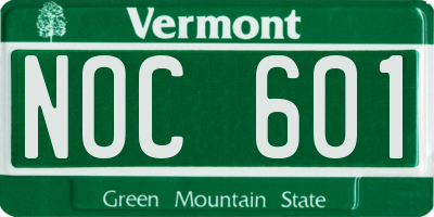 VT license plate NOC601