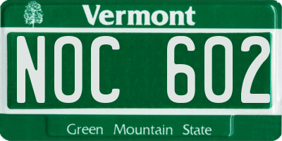 VT license plate NOC602