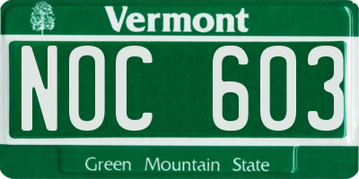 VT license plate NOC603
