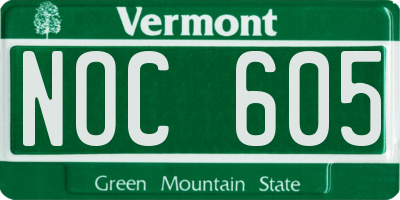 VT license plate NOC605