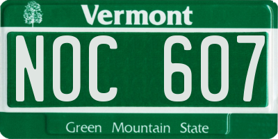 VT license plate NOC607
