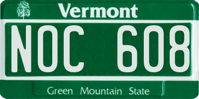 VT license plate NOC608