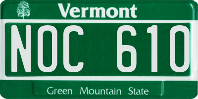 VT license plate NOC610