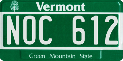 VT license plate NOC612
